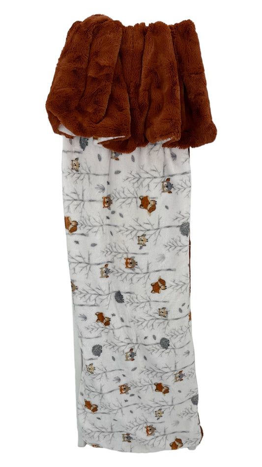 White Birch and Forest Animal Toddler Blanket