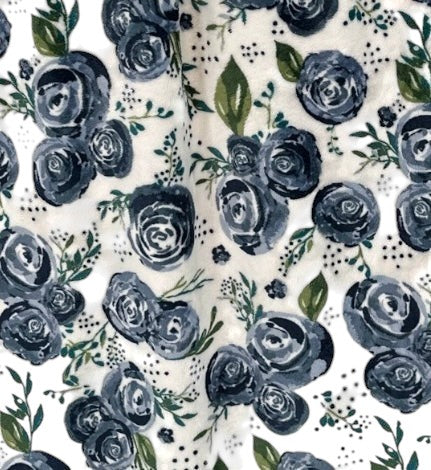 Blue Roses Luxury Double-Sided Minky Snuggle Blanket – Ink Hide Backing