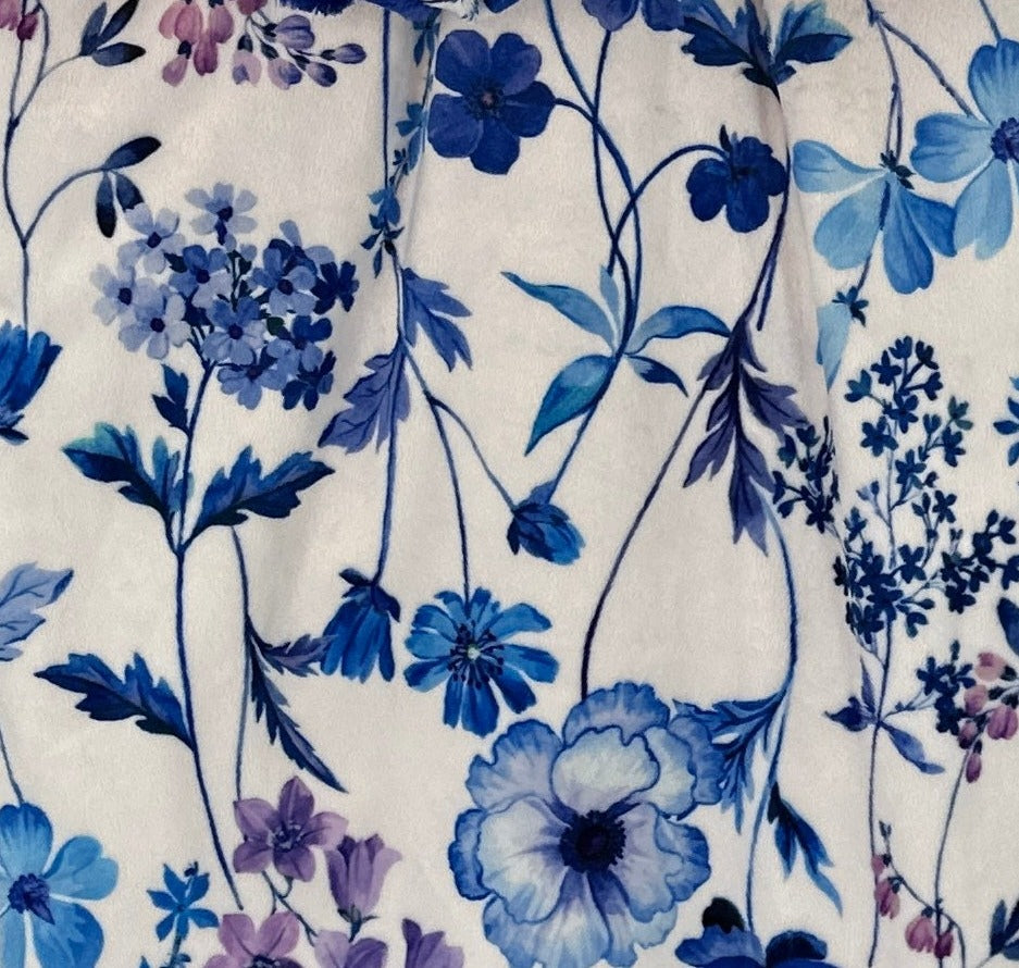 Vibrant Blue Floral Adult Snuggle Blanket