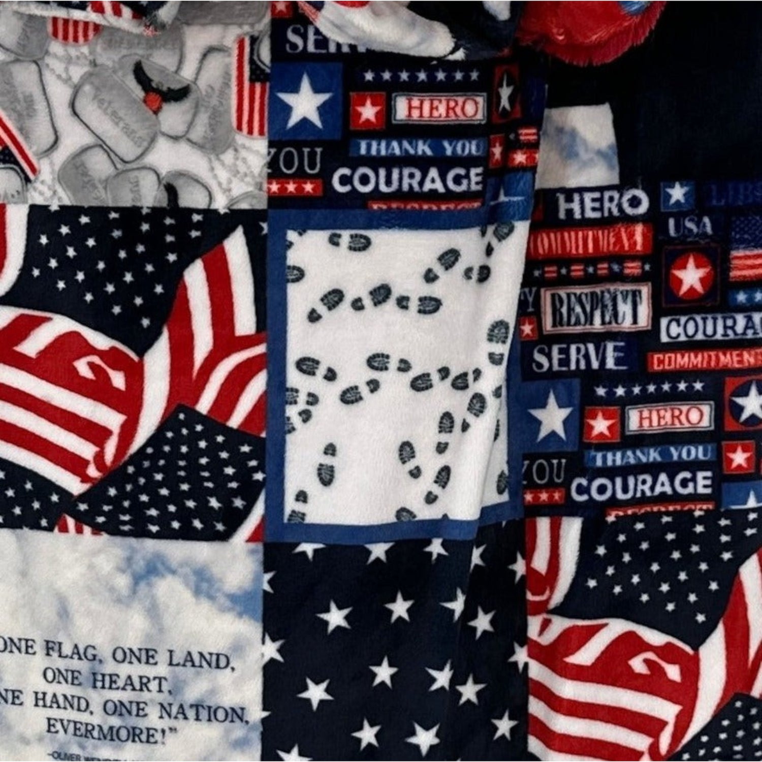 Veteran Tribute Minky Snuggle Blanket with Cardinal or Ink Hide Backing
