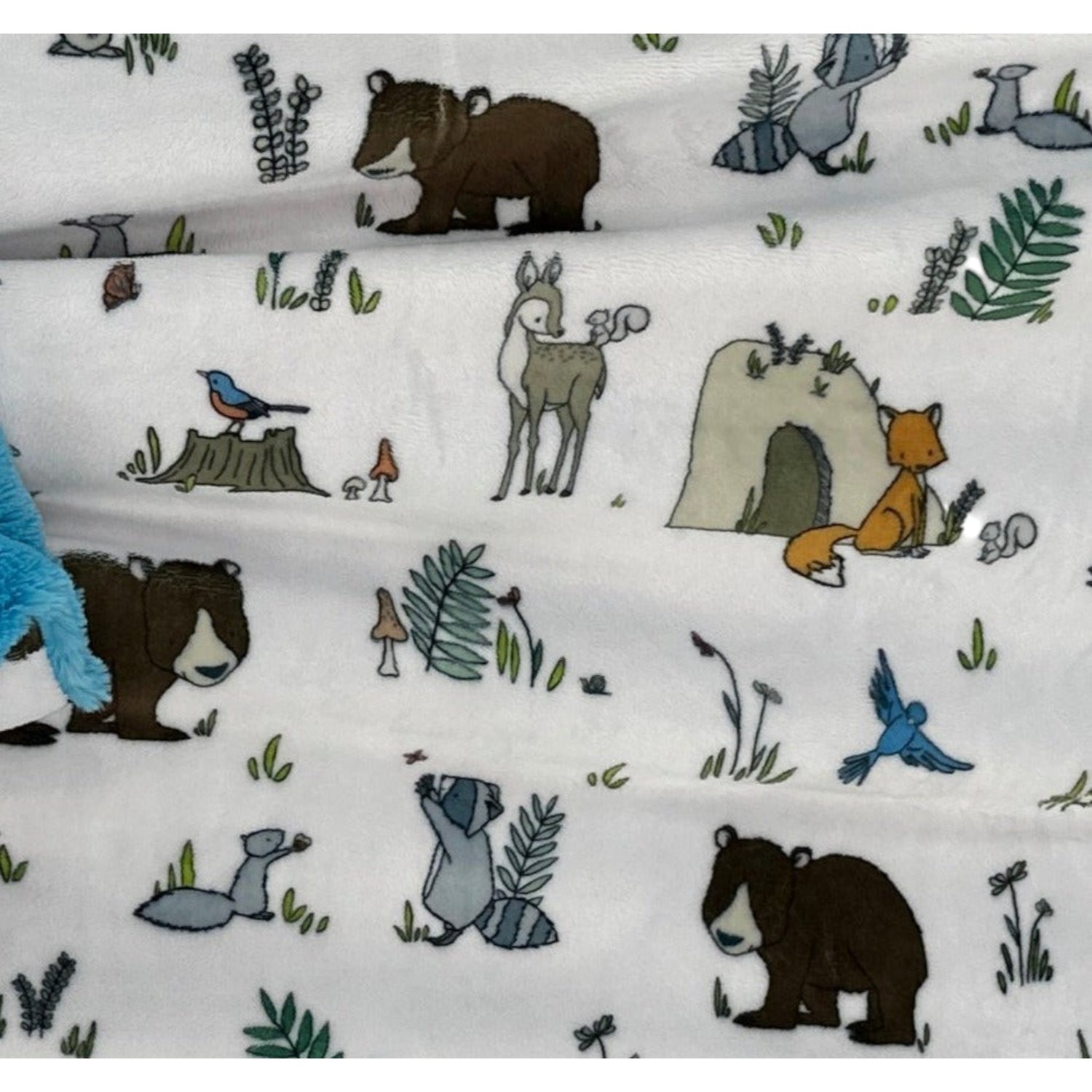 Little Woodland Friends Luxury Double-Sided Minky Children’s Snuggle Blanket – Silver, Ginger, Spruce, or Aquarius Hide Backing