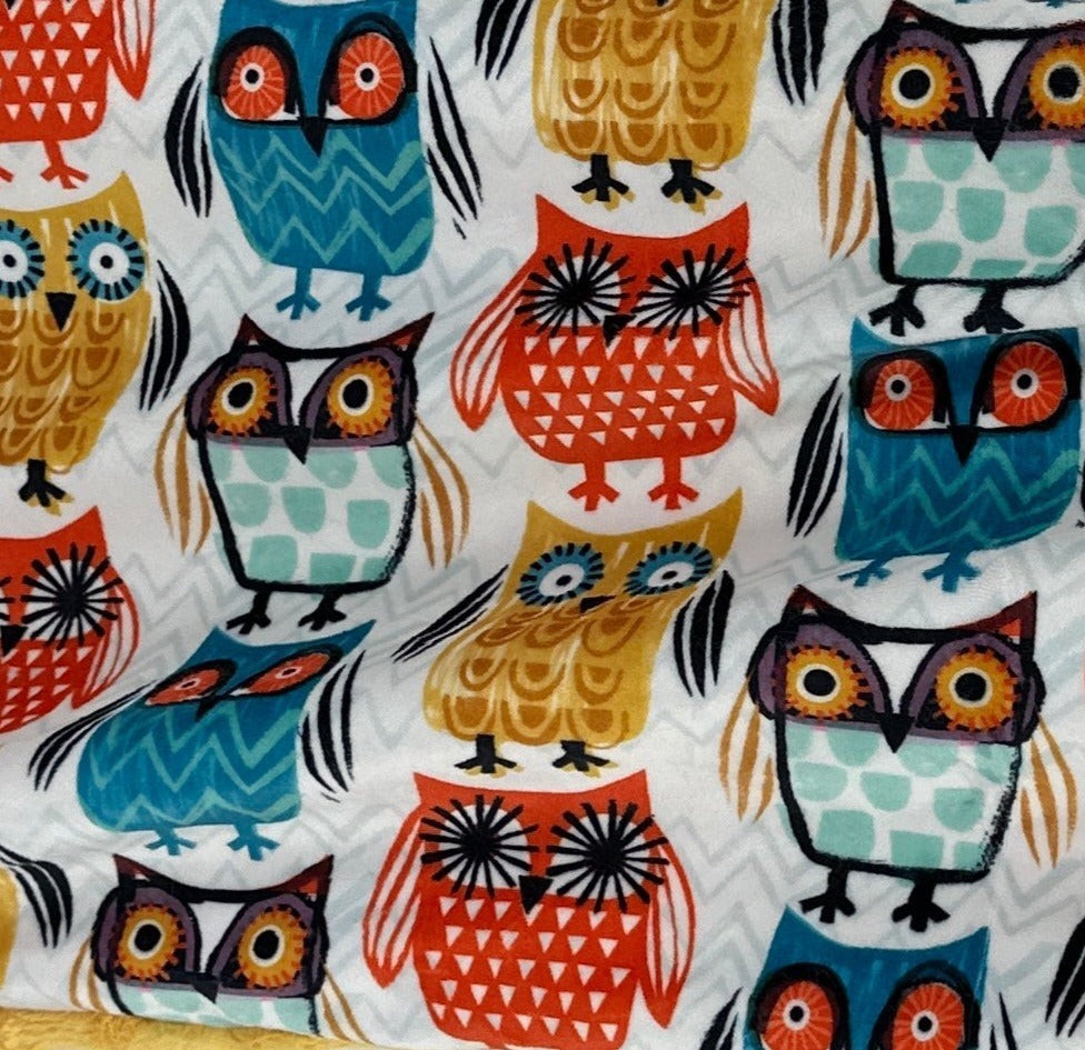 Little Wise Owls Toddler Snuggle Blanket – Aquarius, Tangerine, or Golden Hide