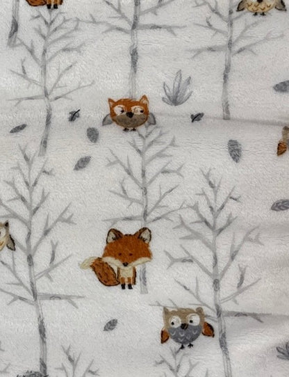 White Birch and Forest Animal Toddler Blanket