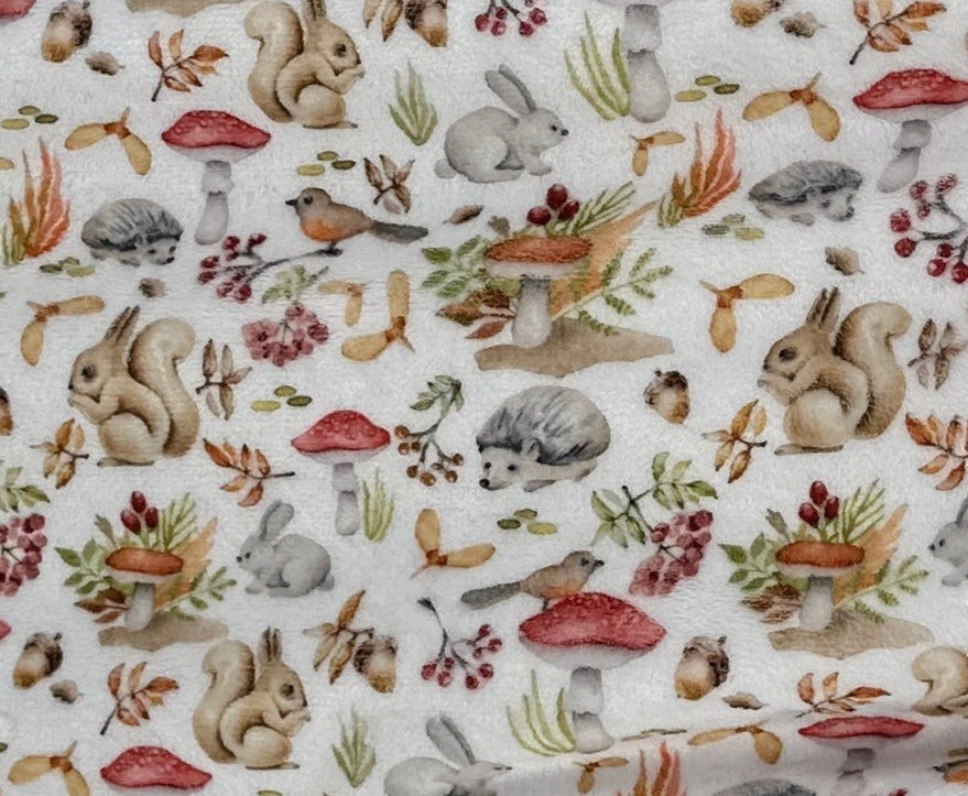 Little Forest Foragers Luxury Double-Sided Minky Children’s Snuggle Blanket – Safari Ginger or Graphite Hide Backing