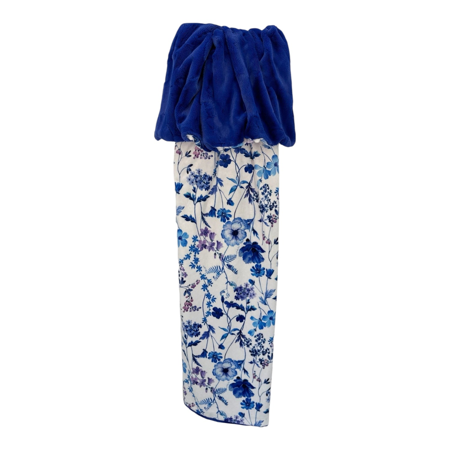Vibrant Blue Floral Luxury Double-Sided Minky Snuggle Blanket – Marlin Hide Backing