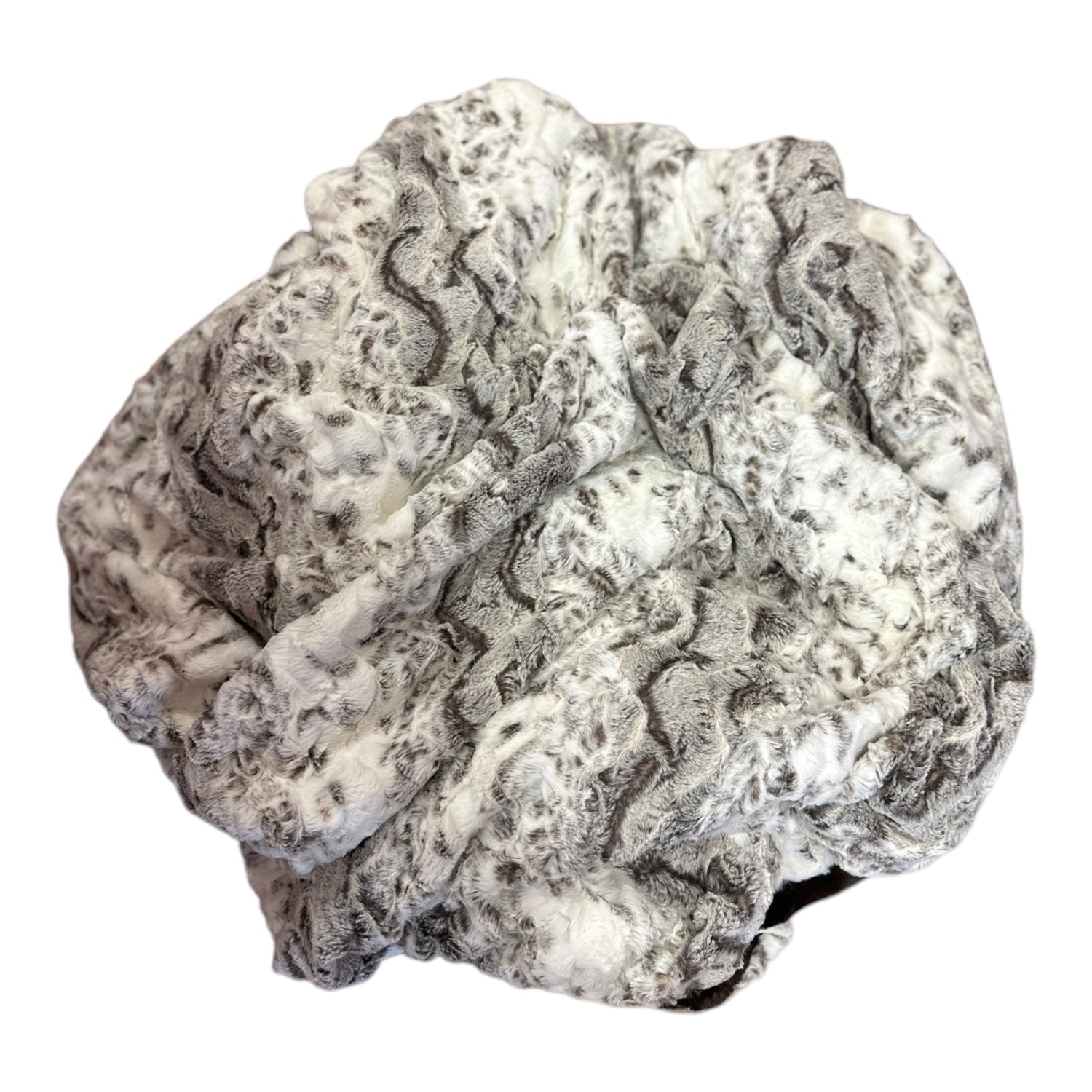 Snowy Owl Puppy Snuggle in Pewter – Double-Sided Minky Dog Blanket