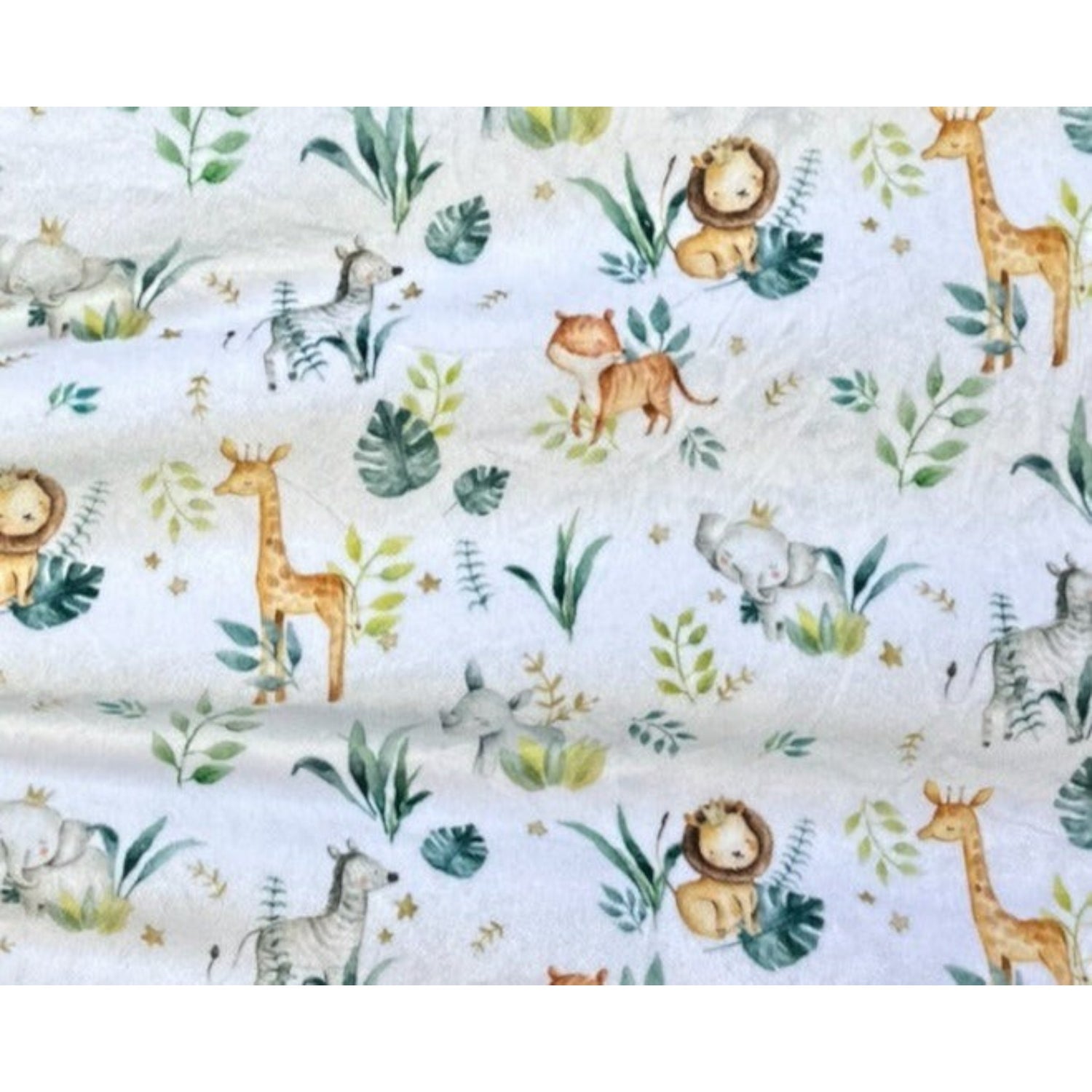 Little Safari Friends Luxury Double-Sided Minky Children’s Snuggle Blanket – Spruce Hide or Galaxy Limeade Backing