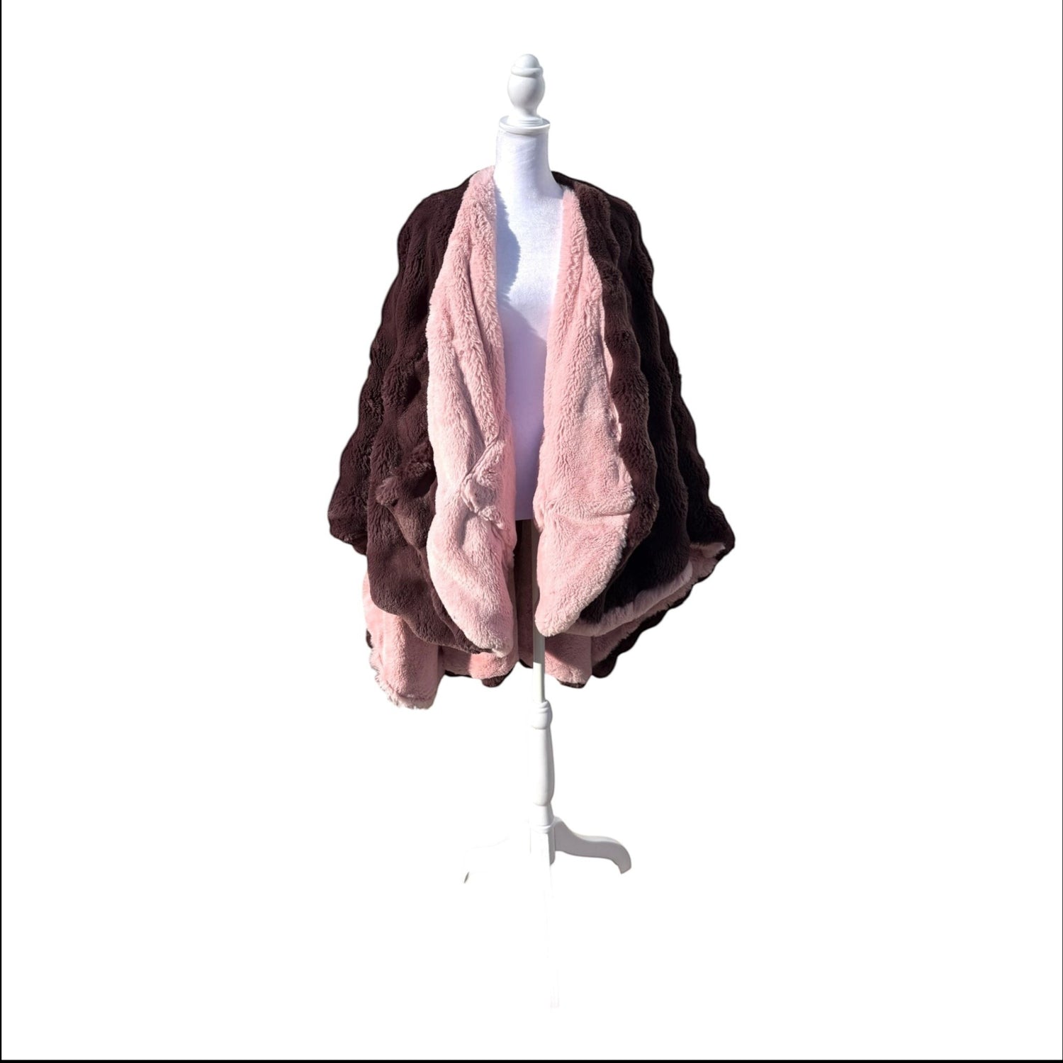 Powder Puff Rum Raisin Huggle with Rosewater Bunny Minky – Wearable Double-Sided Minky Wrap