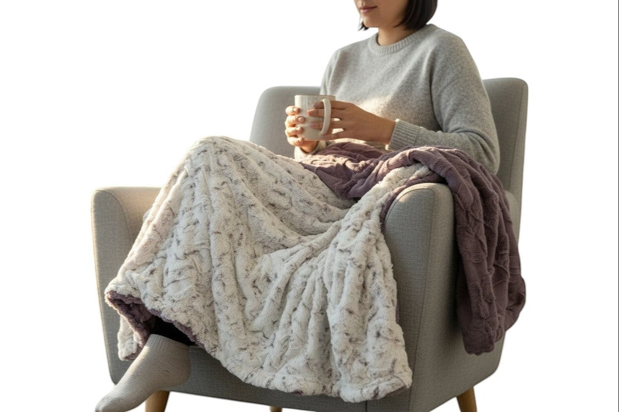 Snowy Owl Elderberry Luxury Double-Sided Minky Snuggle Blanket – Hide Backing Options