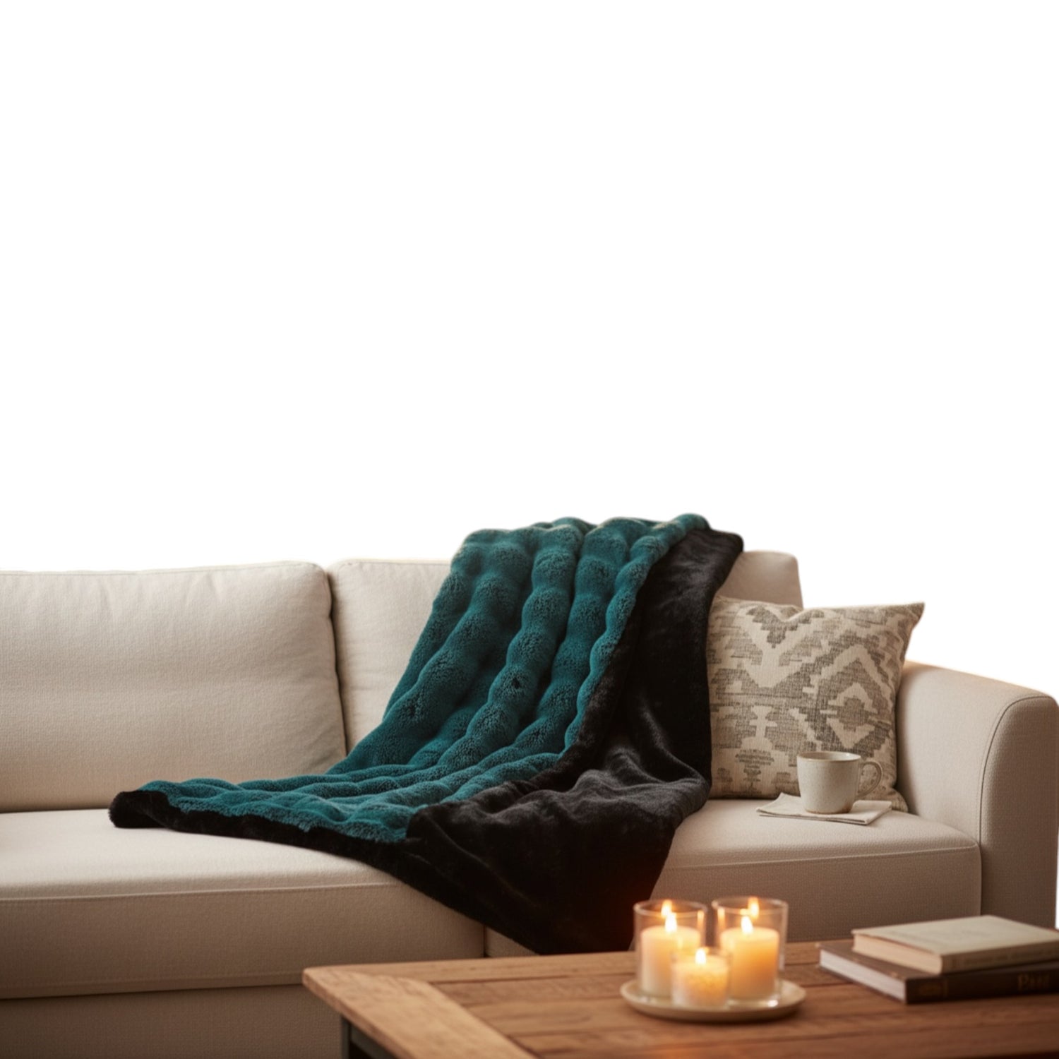 Powder Puff Frosted Everglade Luxury Double-Sided Minky Snuggle Blanket