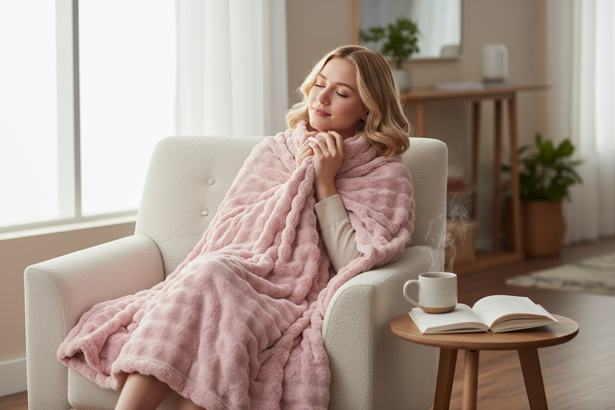 Powder Puff Rosewater Luxury Double-Sided Minky Snuggle Blanket