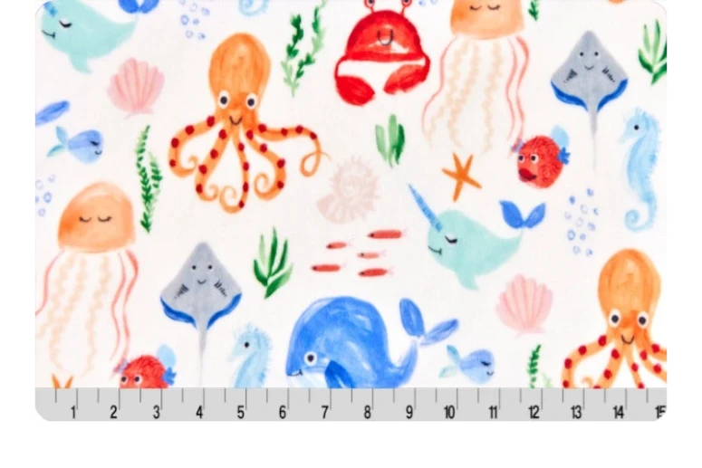 Little Ocean Pals Children's Luxury Double-Sided Minky Snuggle Blanket – Baby Blue Hide – Ready to Ship