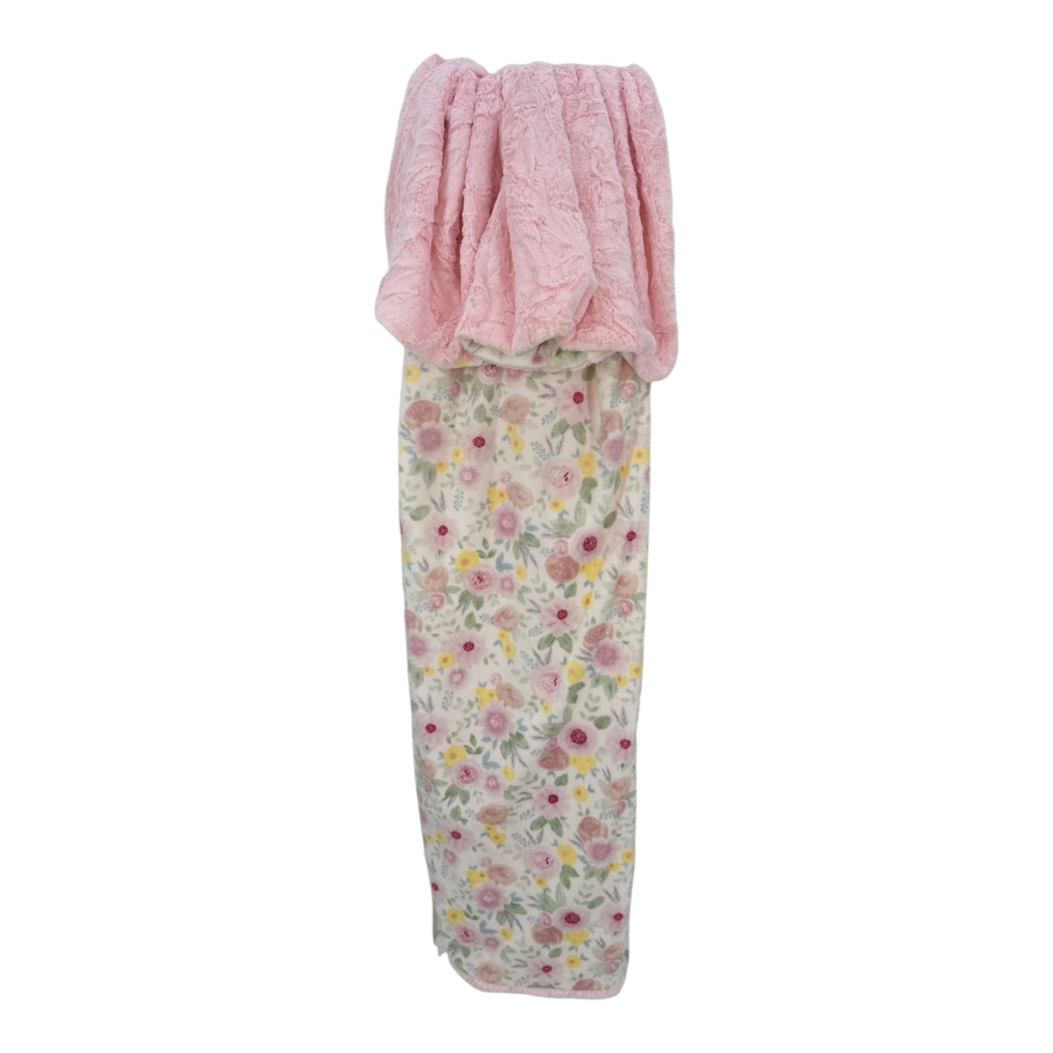 Dainty Pink Floral Luxury Double-Sided Minky Snuggle Blanket – Hide Backing