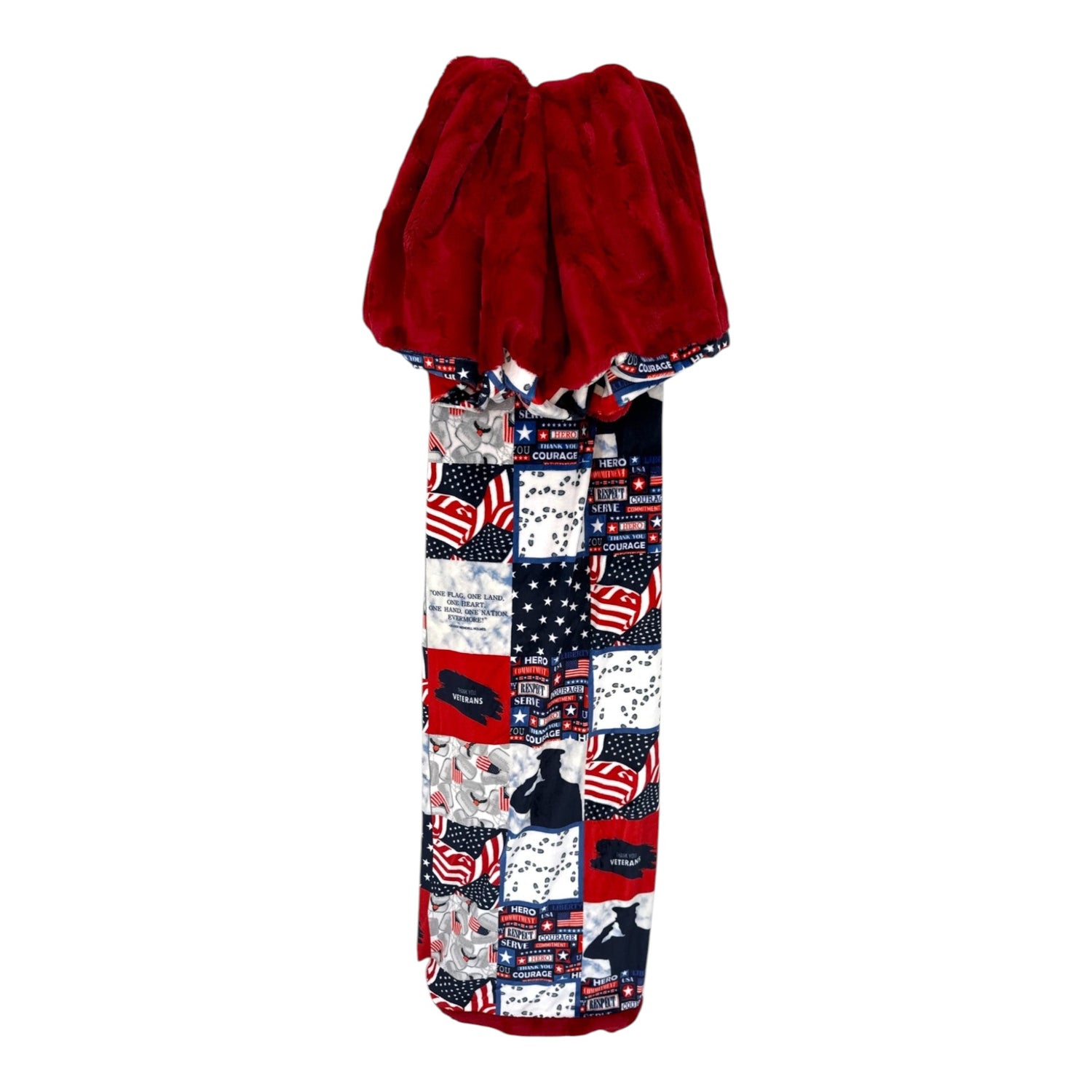 Veteran Tribute Minky Snuggle Blanket with Cardinal or Ink Hide Backing