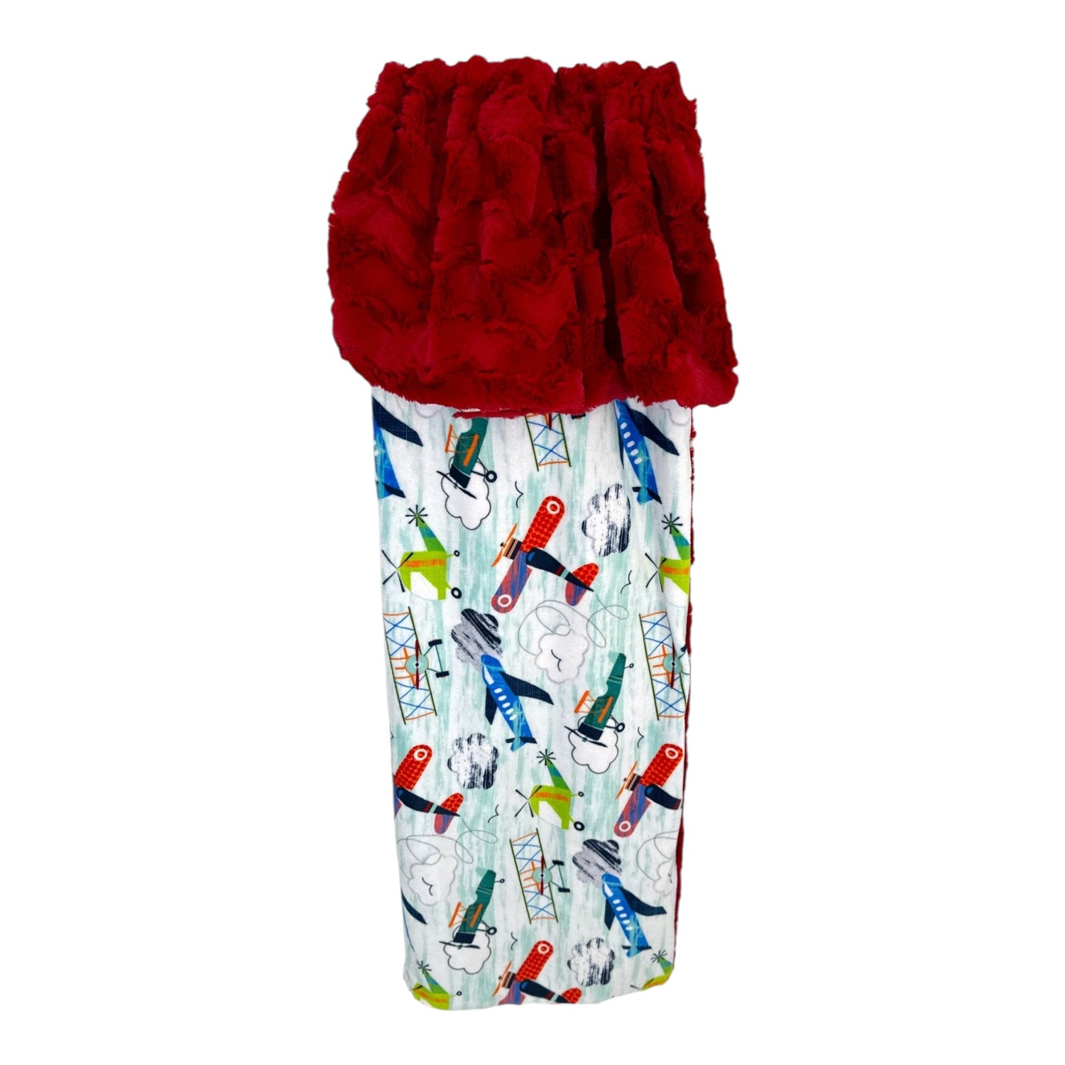 Little Sky Explorers Luxury Double-Sided Minky Children’s Snuggle Blanket – Cardinal, Ink, Tangerine, or Lime Hide Backing