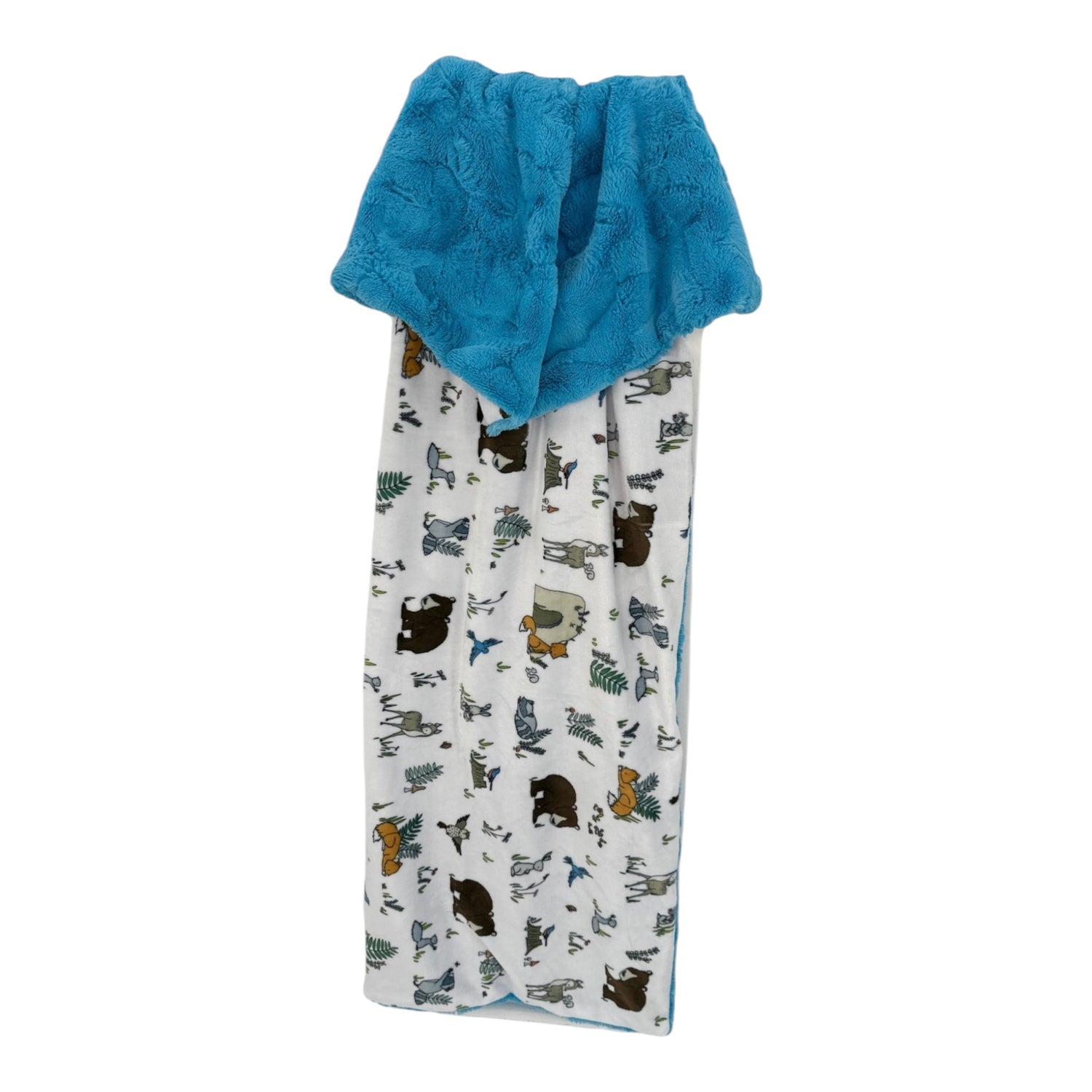 Little Woodland Friends Luxury Double-Sided Minky Children’s Snuggle Blanket – Silver, Ginger, Spruce, or Aquarius Hide Backing