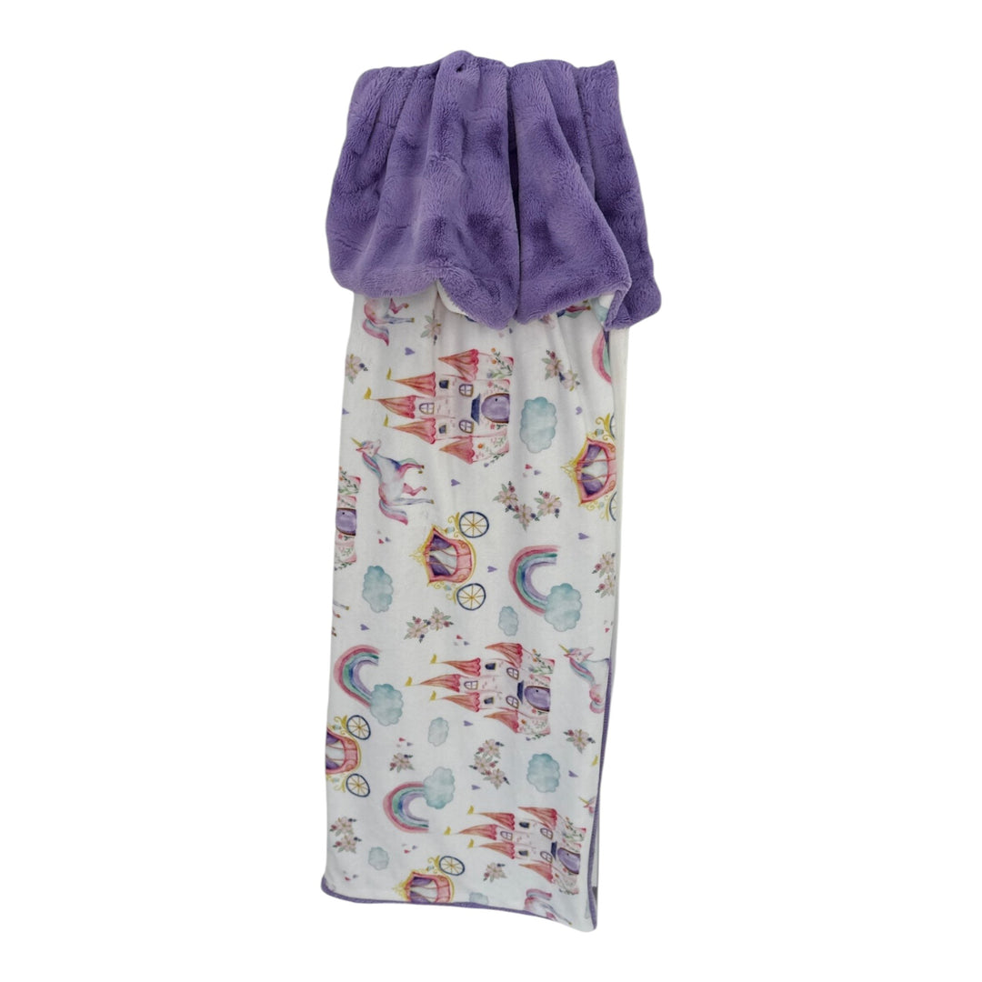 Little Unicorn Kingdom Luxury Double-Sided Minky Children’s Snuggle Blanket – Pansy or Blush Hide Backing