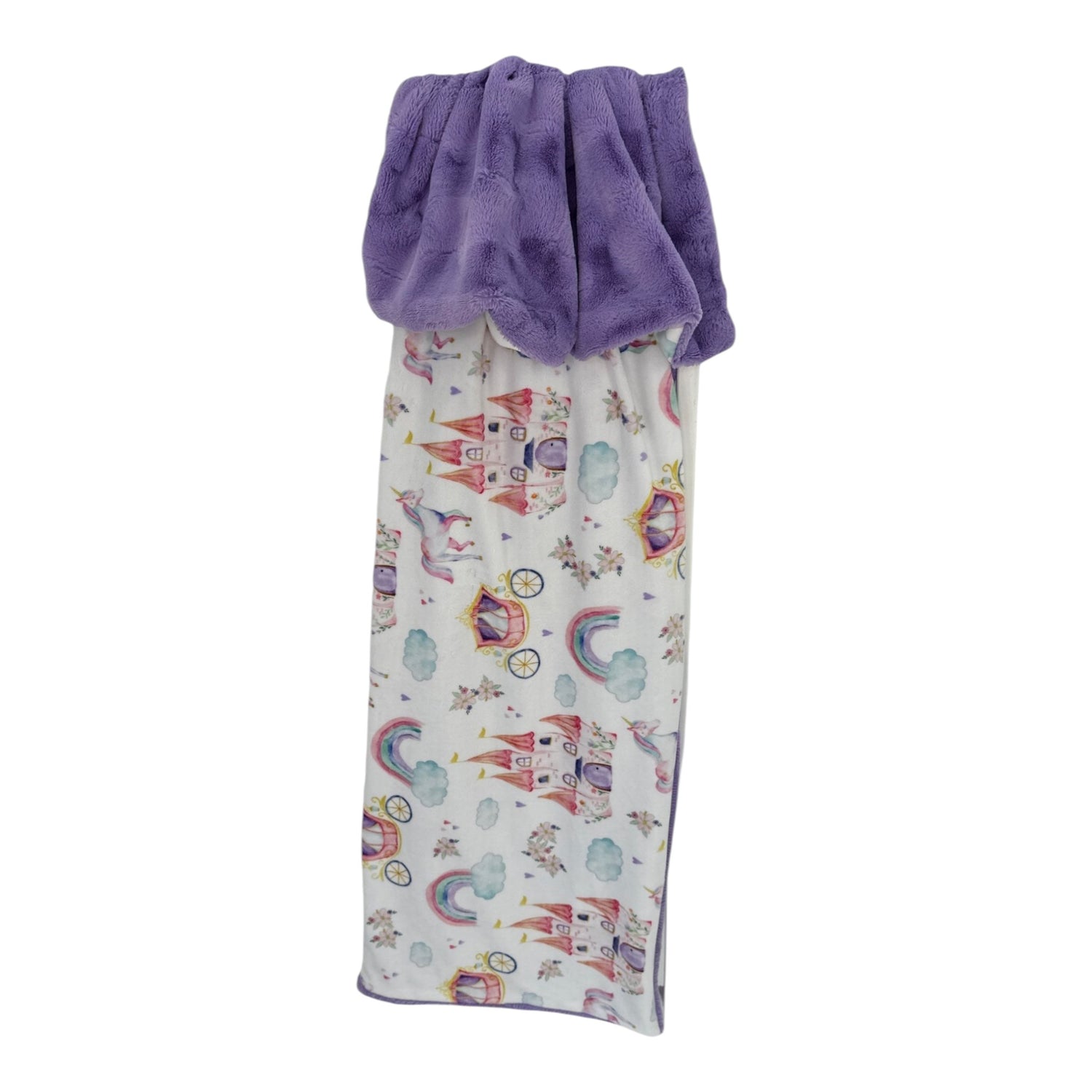 Little Unicorn Kingdom Luxury Double-Sided Minky Children’s Snuggle Blanket – Pansy or Blush Hide Backing