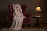 Mimi's Snuggle Company Rosewater Minky blanket with textured Snowy Owl Minky and Rosewater Hide Minky backing.