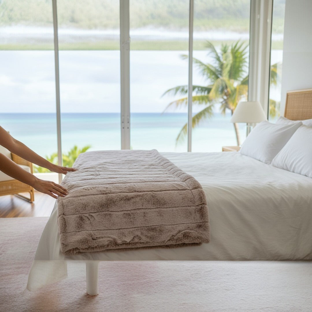 Mimi's Snuggle Company Sydney in Sand luxury double-sided minky blanket with plush texture and tone-on-tone design.