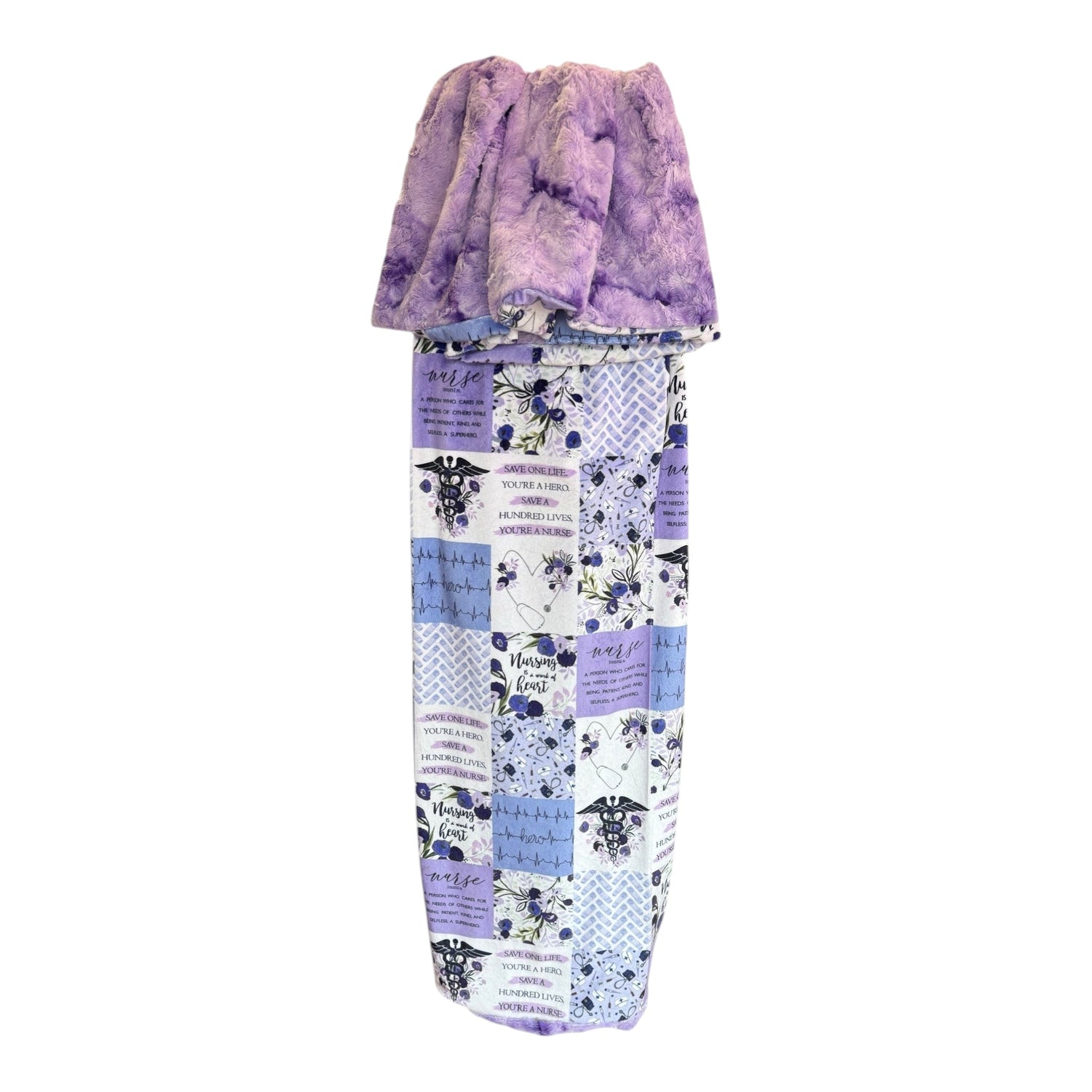 Nurse Appreciation Double-Sided Minky Snuggle Blanket – Galaxy Bellflower Backing