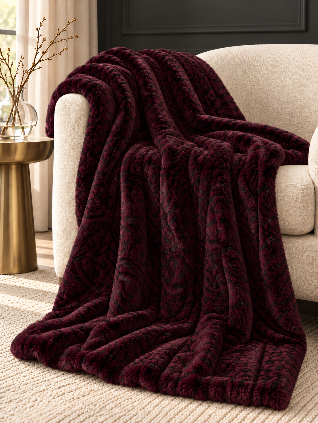 Vienna Bengal Black Cherry Luxury Double-Sided Minky Snuggle Blanket